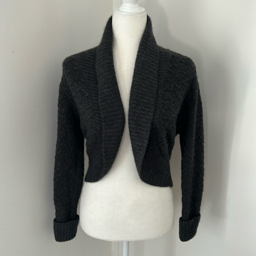 Lord & Taylor Dark Gray Cashmere Bolero Style Cardigan sz S/M